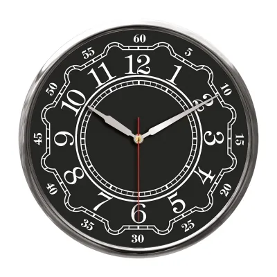 THOR707 SİYAH-GÜMÜŞ METAL ÇERÇEVE DUVAR SAATİ (320MM)